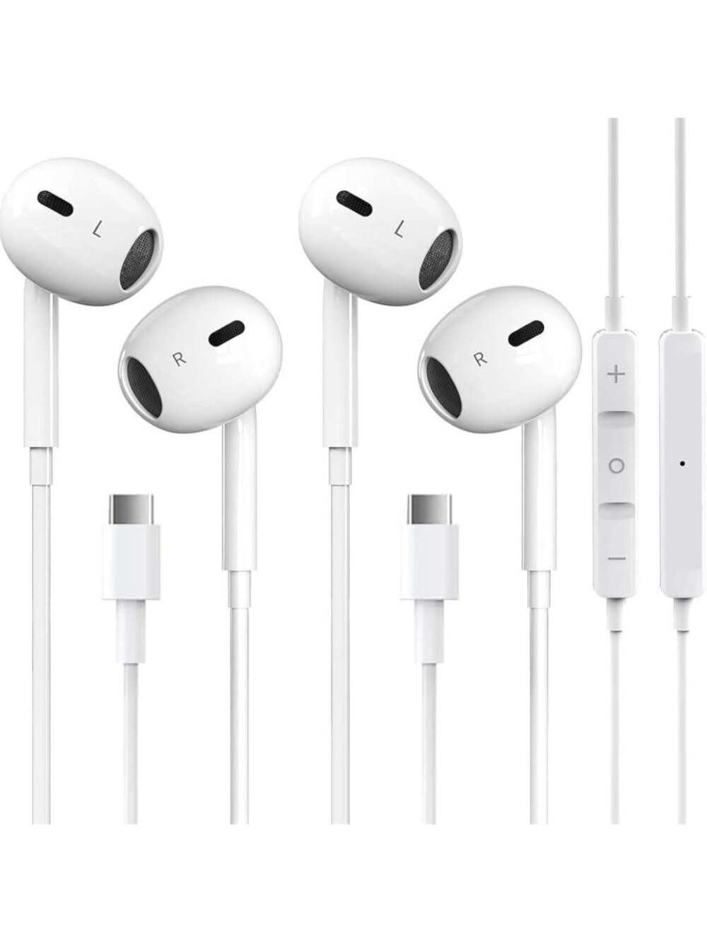 2 Pack USB C Headphones Earphones with Mic Remote Noise Cancelling for iPhone